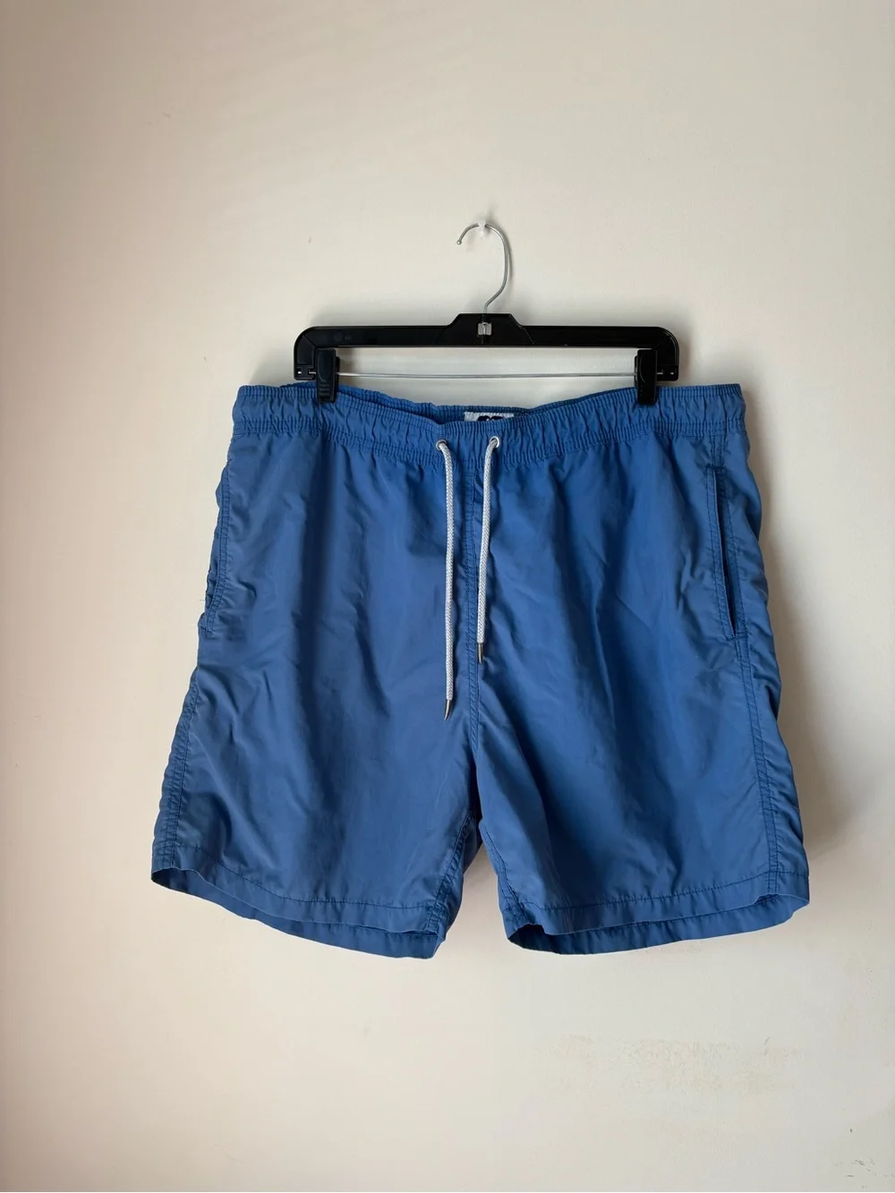Love Brand & Co. Logo-Patch Men’s XXL Blue Drawstring Liner Swim Shorts Pockets